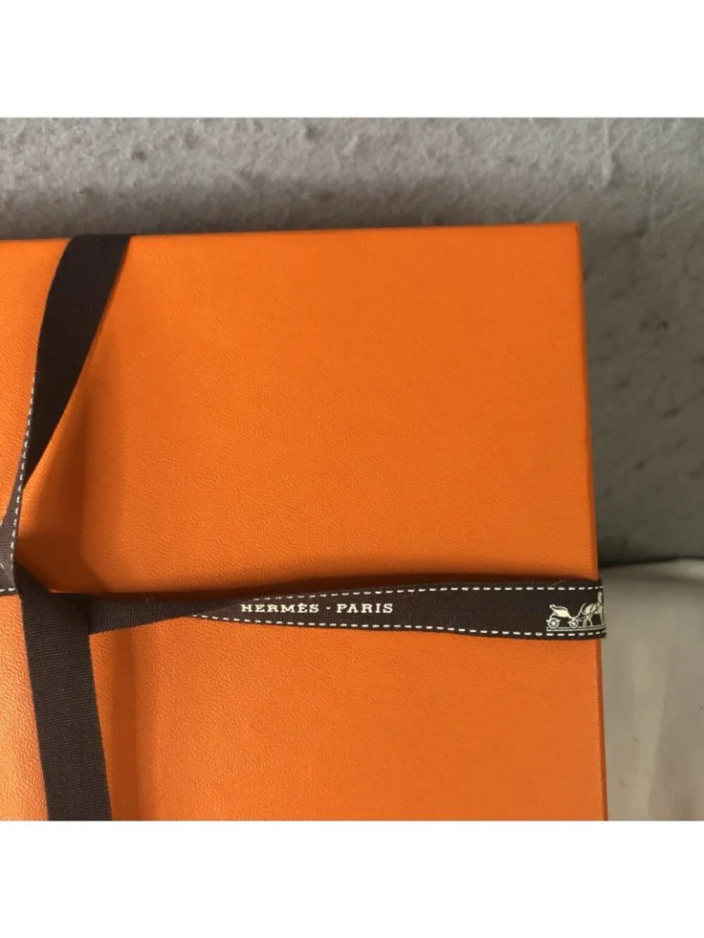 Hermes Dust Bag Womens One Size Orange Herringbone Logo Box Ribbon Storage